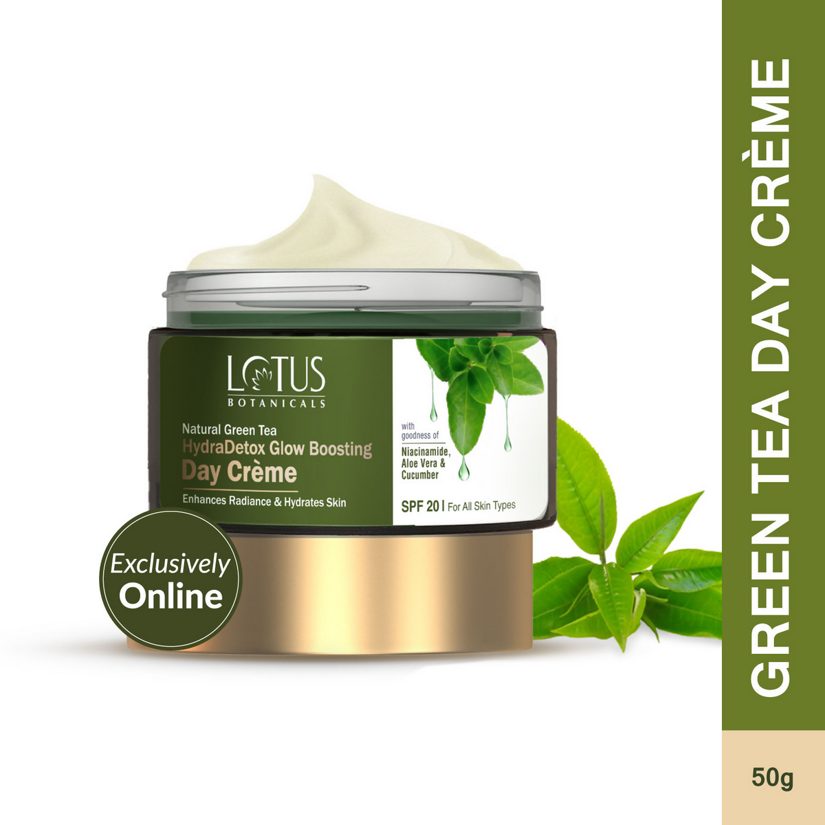 Lotus Botanicals Natural Green Tea Hydradetox Glow Boosting Day Cream Spf 20 | Grocsy