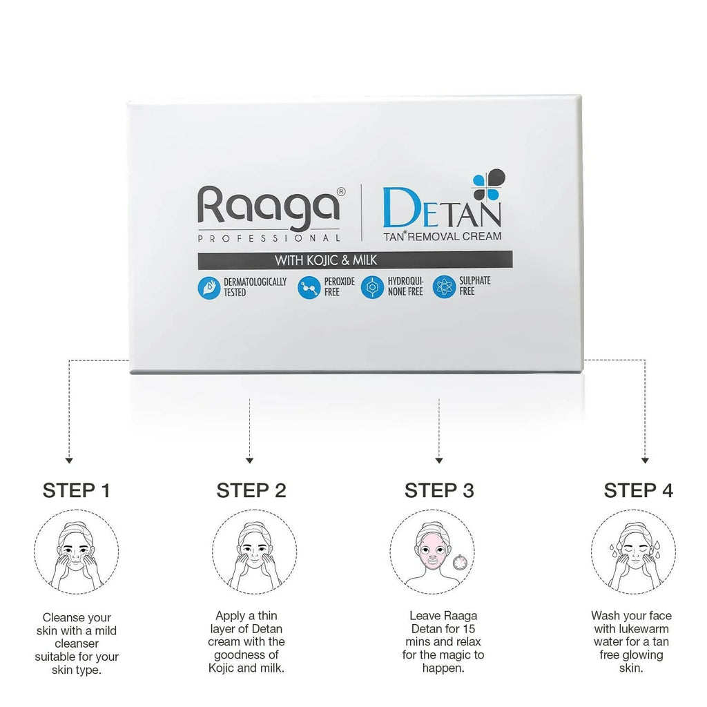 Raaga Professional De-Tan Tan Removal Cream Kojic & Milk | Grocsy