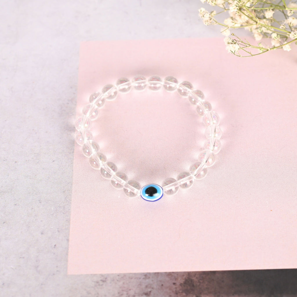 NVR Men & Women Transparent Beaded Elasticated Bracelet | Grocsy