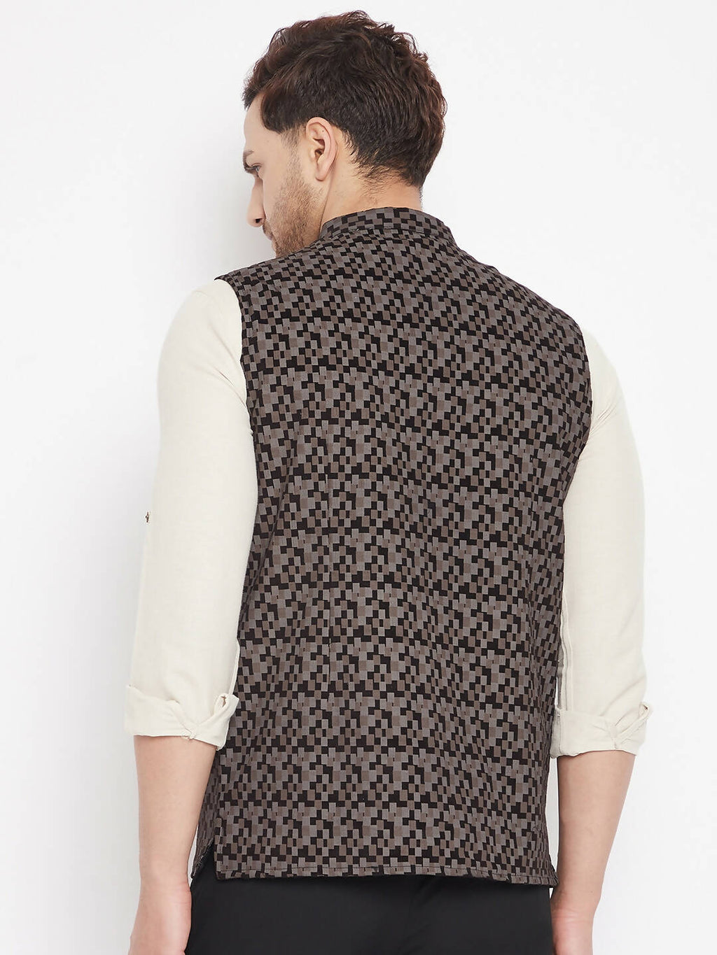 Even Apparels Black Merino Men Woven Nehru Jacket BF539 | Grocsy