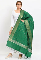Mominos Fashion Moeza Women's Banarsi Silk Woven Design Green Dupatta | Grocsy