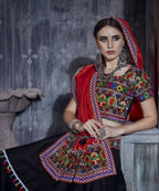 AI Fashion Black Art Silk Designer Navratri Lehenga Choli Collection | Grocsy