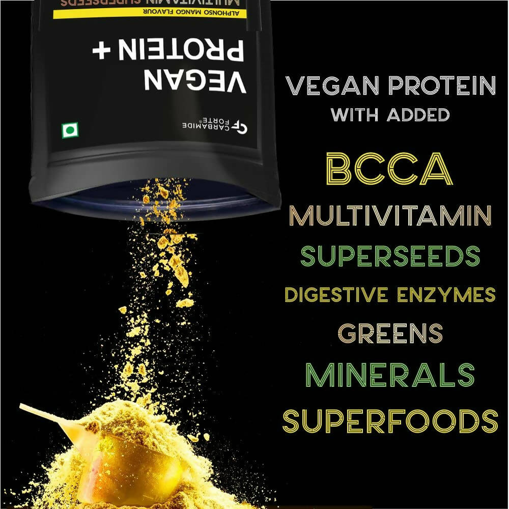 Carbamide Forte Vegan Protein+ Powder - Alphonso Mango Flavour | Grocsy