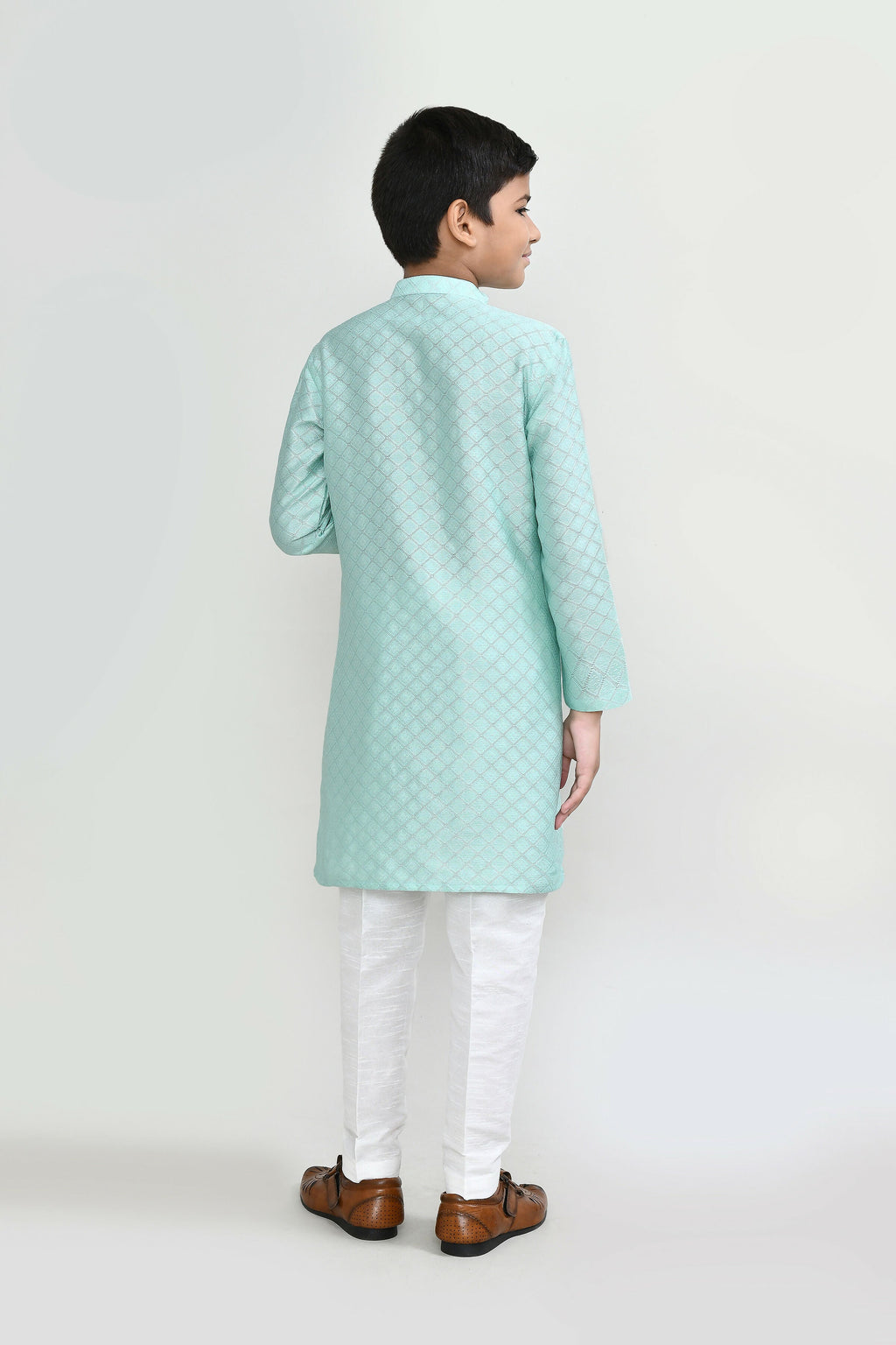 Joban Fashion Cotton Silk Pastel Green Kurta With Straight Fit Pant | Grocsy