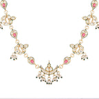 Nuyug 22K Gold Plated Regal Enamel Bloom Pearl Drop Necklace | Grocsy