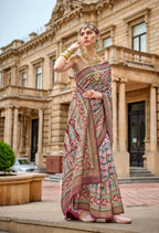 Spicy Mix Maroon Superior V.P.Silk Woven Printed Patola Silk Saree - Rewaa Milano | Grocsy