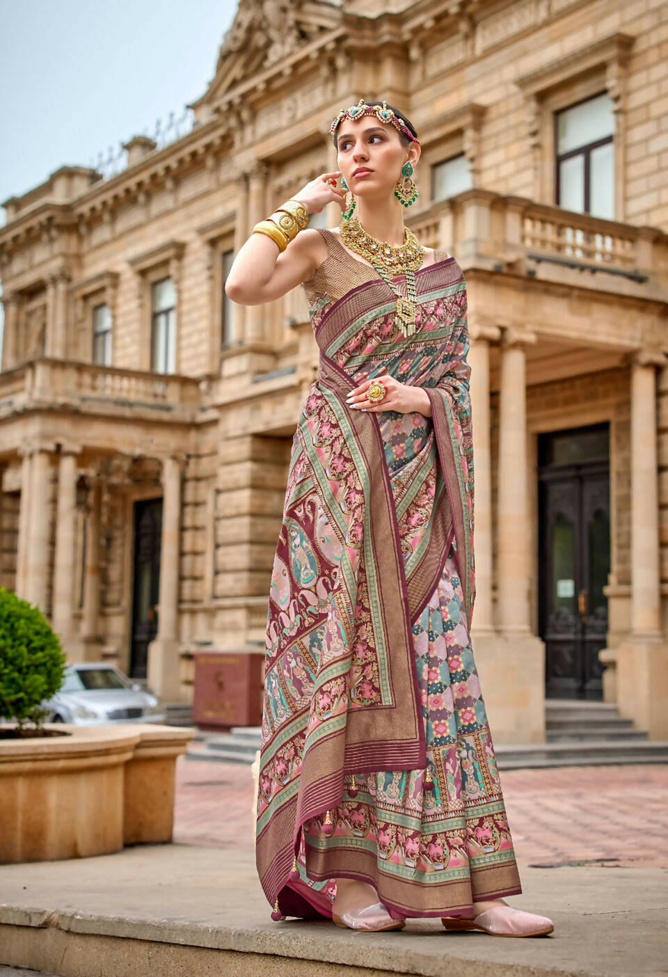 Spicy Mix Maroon Superior V.P.Silk Woven Printed Patola Silk Saree - Rewaa Milano | Grocsy