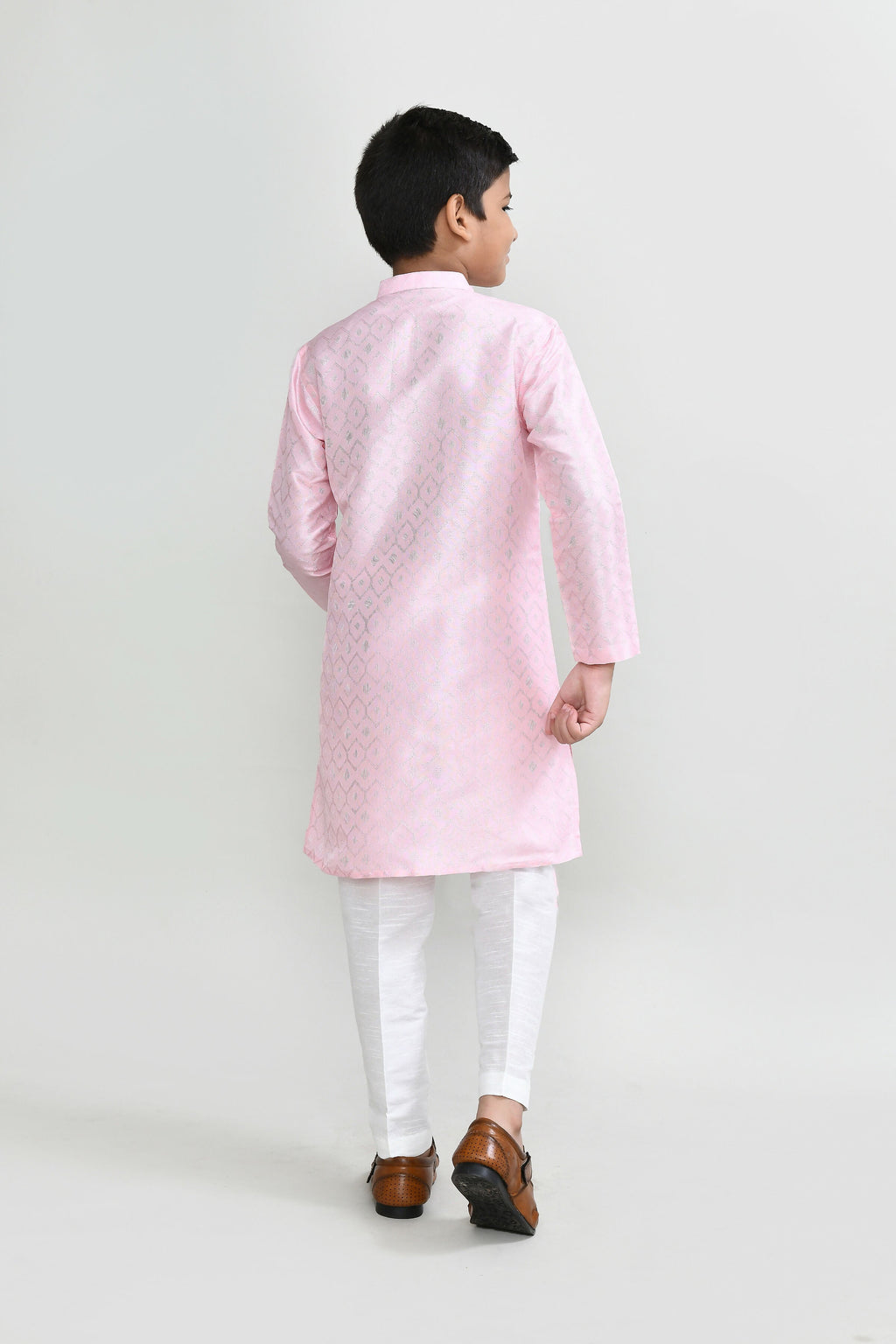 Joban Fashion Cotton Silk Pink Kurta With Straight Fit Pant | Grocsy