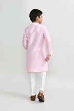 Joban Fashion Cotton Silk Pink Kurta With Straight Fit Pant | Grocsy