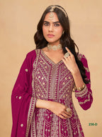 Anaita Rani Pink Faux Georgette Stitched Anarkali Suit with Heavy Embroidery Work | Grocsy