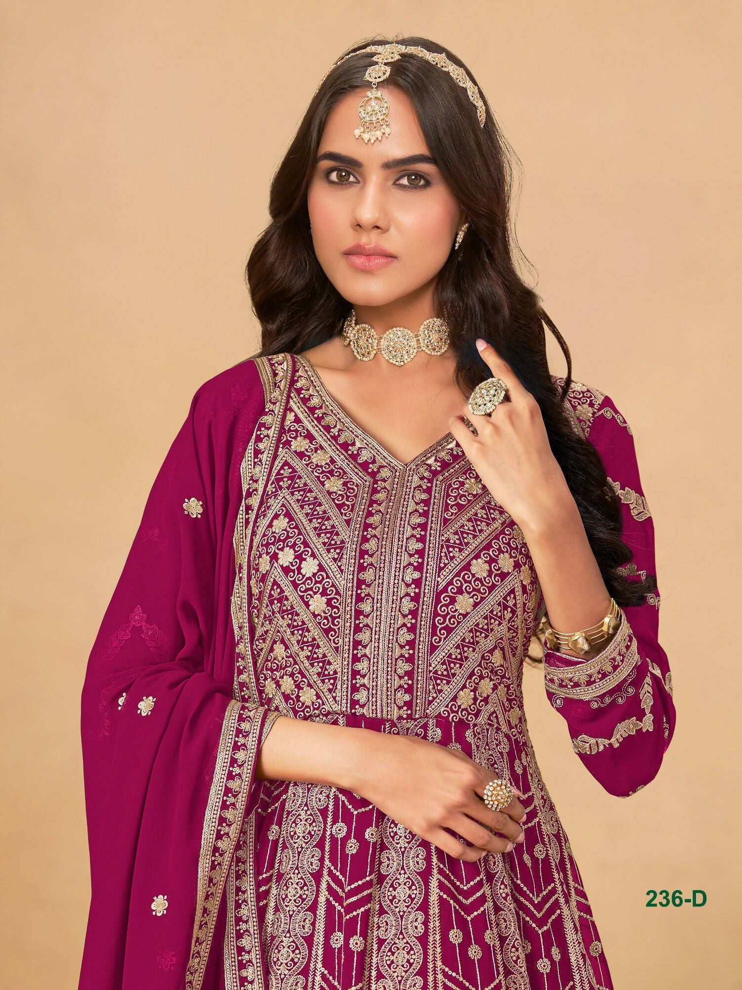 Anaita Rani Pink Faux Georgette Stitched Anarkali Suit with Heavy Embroidery Work | Grocsy