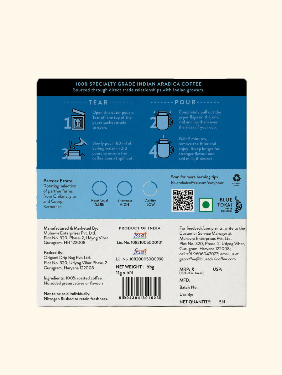 Blue Tokai Vienna Dark Roast Easy Pour Sachets | Grocsy