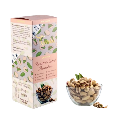 Tassyam Organics Premium Roasted Salted Pistachios Namkeen Pista - Box | Grocsy