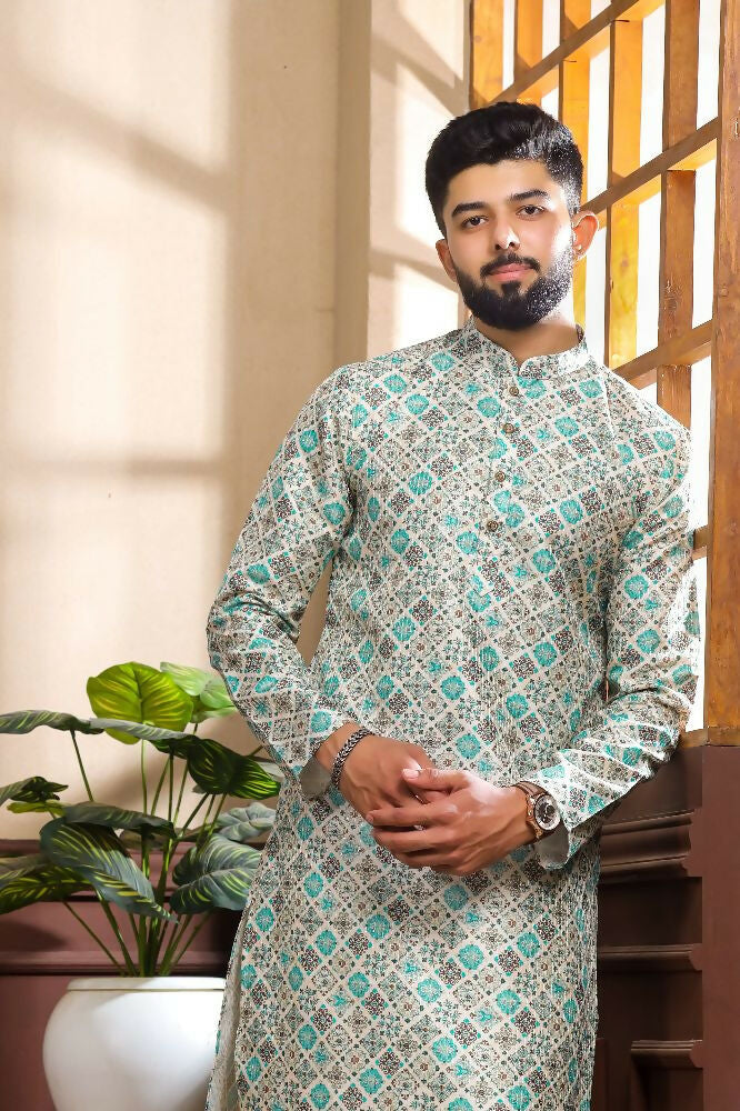 Blue Art Silk Digital Printed, Embroidery Work Kurta Set - Mahotsav | Grocsy