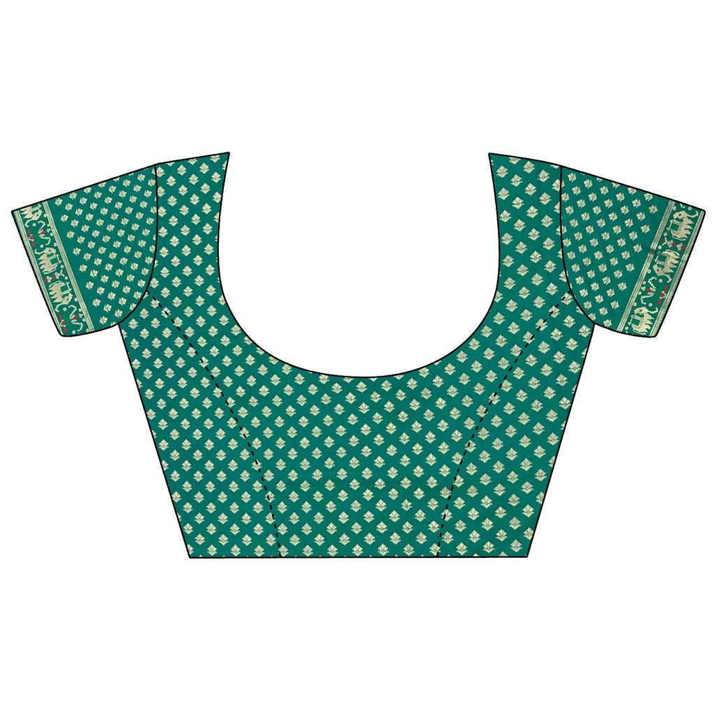 Joban Fashion Aqua Green Geometric Pattern Soft Silk Patola Saree | Grocsy
