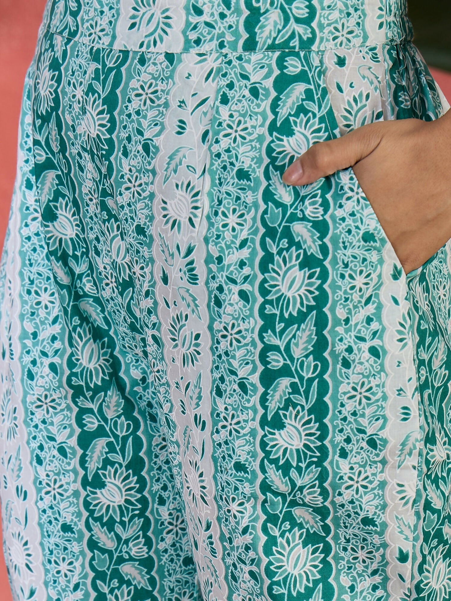 Joban Fashion Printed Teal Pure Cotton Kurta Set | Grocsy