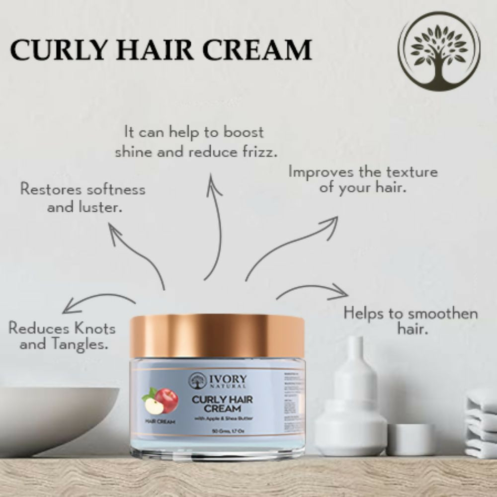 Ivory Natural Curly Hair Cream - Bouncy, Shiny, Humidity-Resistant Curls Hair | Grocsy