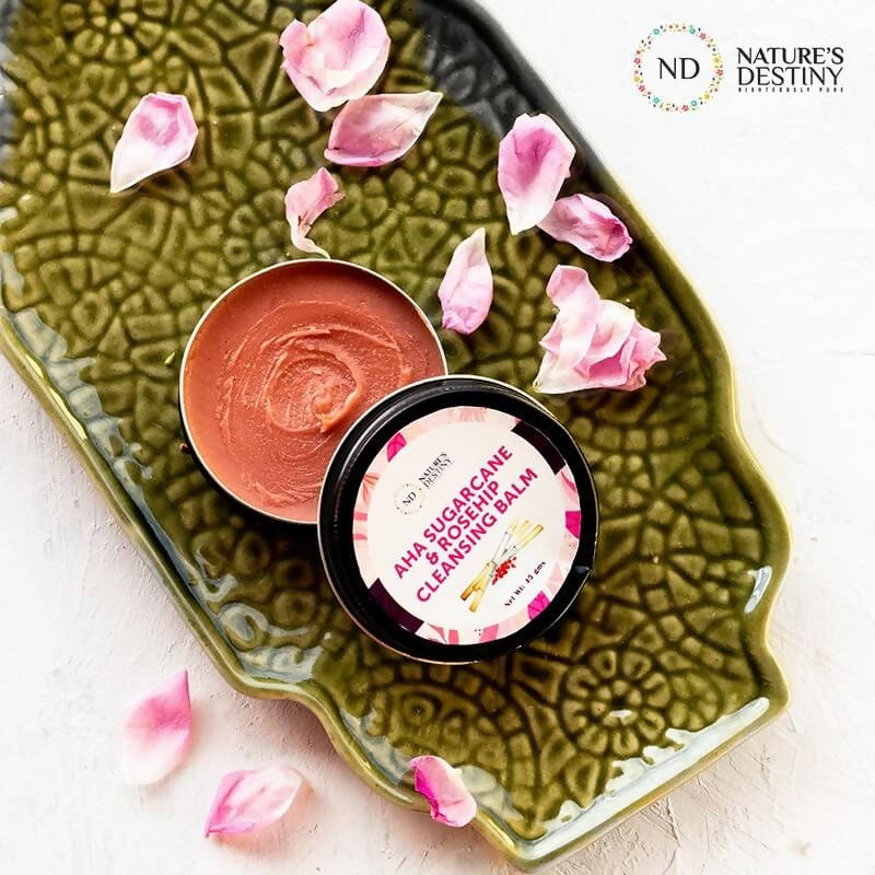 Nature's Destiny AHA Sugarcane & Rosehip Cleansing Balm | Grocsy