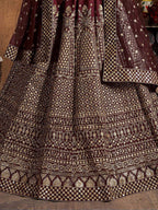 Tulsi Art Maroon Sequins Raw Silk Wedding Lehenga Choli With Dupatta | Grocsy
