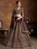 Tulsi Art Maroon Sequins Raw Silk Wedding Lehenga Choli With Dupatta | Grocsy
