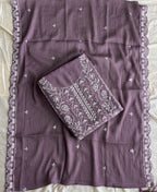 KC Lilac Pakistani Straight Suit For Women Chiffon | Grocsy