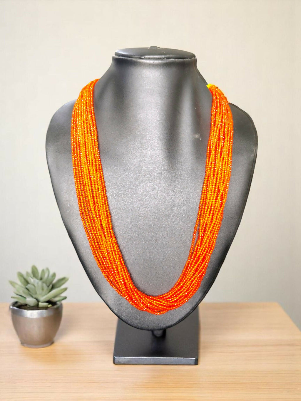 Inhanns Crystal Beads Luxe Edition – Multi-Layered Necklace - Orange | Grocsy