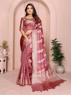 Aastha Fashion Dusty Rose Soft Organza Silk Weaving Saree | Grocsy