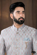 Joban Fashion Men's Grey Woven Jacquard Kurta with Pyjama | Grocsy