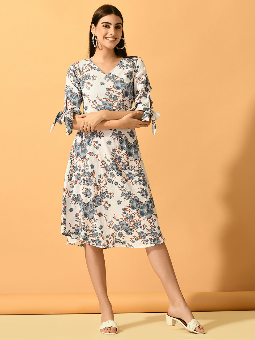 Myshka Women's White A-Line Party Dress | Grocsy