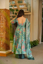 Aayaa Designer Cotton Silk Suit - Sky Blue | Grocsy