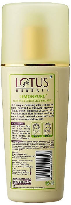 Lotus Herbals Lemonpure Turmeric And Lemon Cleansing Milk | Grocsy