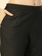 Black Embroidered Chinon Straight Kurta With Trouser & Dupatta - Salimar | Grocsy