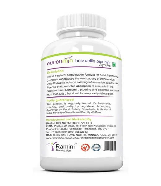 Ramini Bio Nutrition Curcumin Piperine Boswellia Veg Capsules | Grocsy