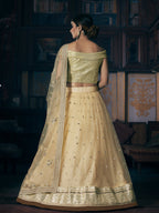 Wedding Designer Sequene Zari Resham Embroidery Cream Net Lahengha Choli - Anbazaar | Grocsy