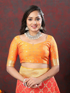Lorenvalley Fashion Red & Yellow Patola Silk Woven Design Meenakari Weaving Saree | Grocsy