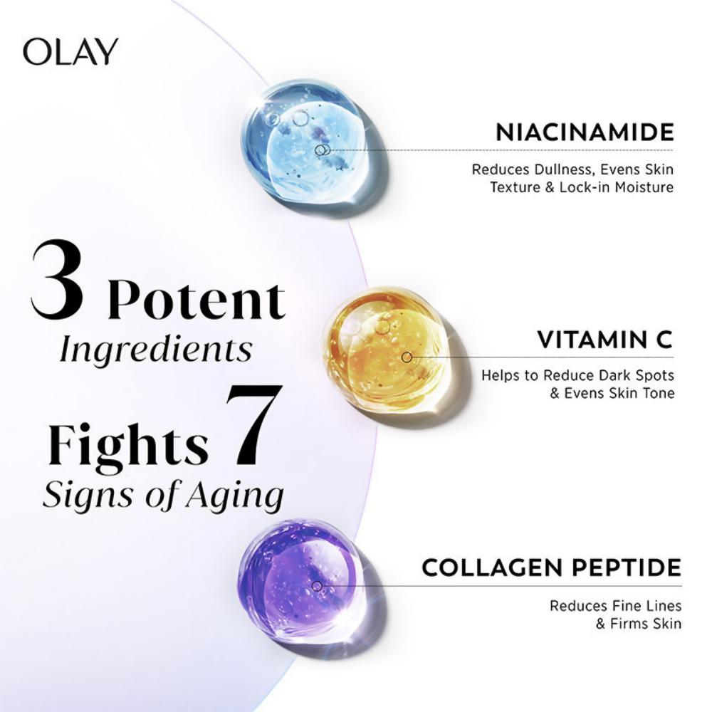 Olay 7in1 Serum with Niacinamide, Vitamin C, Collagen Peptides | Grocsy