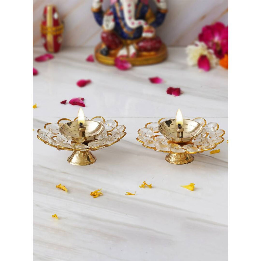 eCraftIndia Gold-Toned 2 Pieces Bowl Shape Diyas | Grocsy