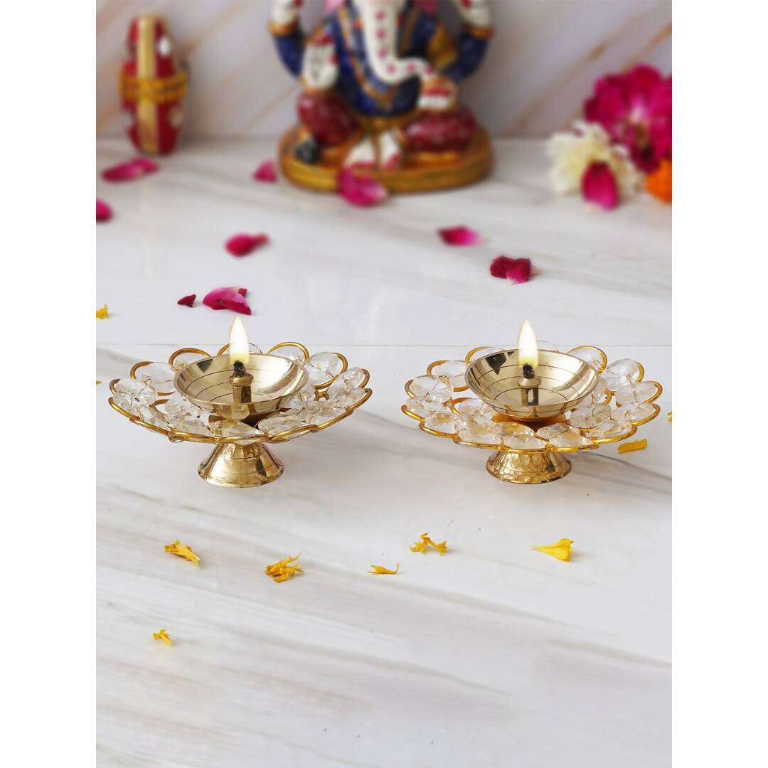 eCraftIndia Gold-Toned 2 Pieces Bowl Shape Diyas | Grocsy