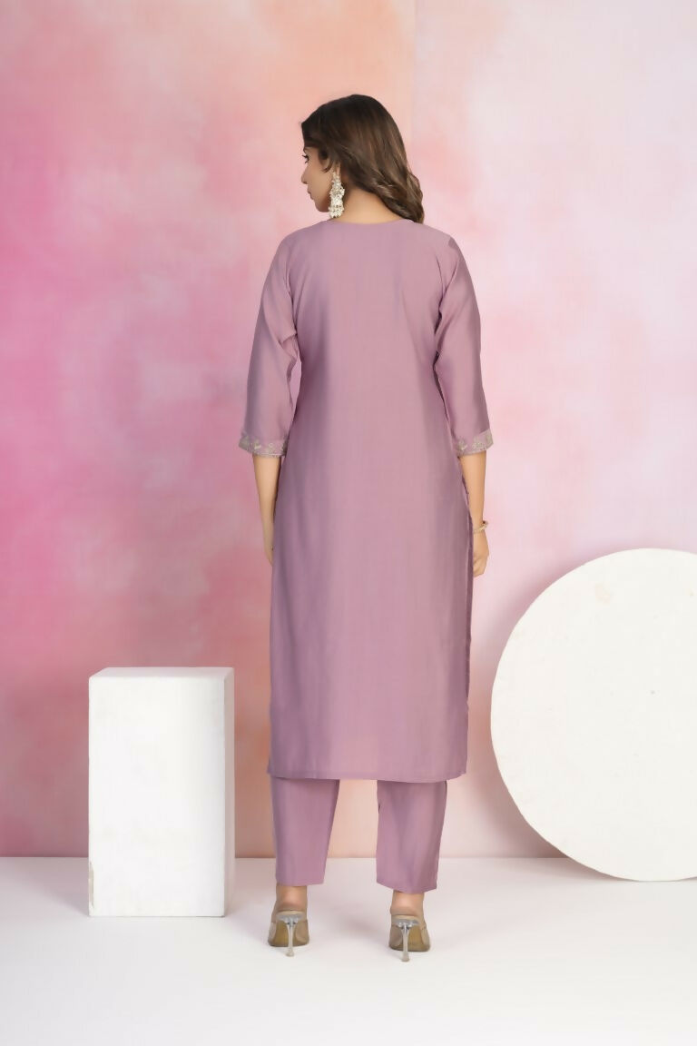 Ethnic Festive Wear Viscose Chanderi Purple Stitched Suit With Dupatta - Tanisha | Grocsy