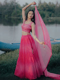 Tulsi Art Stunning Pink Digital Printed Organza Engagement Wear Lehenga Choli | Grocsy