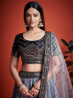 Tulsi Art Astonishing Black Sequins Chinon Reception Wear Lehenga Choli | Grocsy