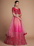 Tulsi Art Gorgeous Pink Sequins Chinon Bridesmaid Lehenga Choli With Dupatta | Grocsy