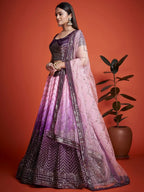 Tulsi Art Captivating Purple Sequins Chinon Function Wear Lehenga Choli | Grocsy