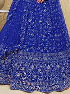 Tulsi Art Wonderful Blue Embroidered Georgette Designer Lehenga Choli | Grocsy