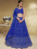 Tulsi Art Wonderful Blue Embroidered Georgette Designer Lehenga Choli | Grocsy