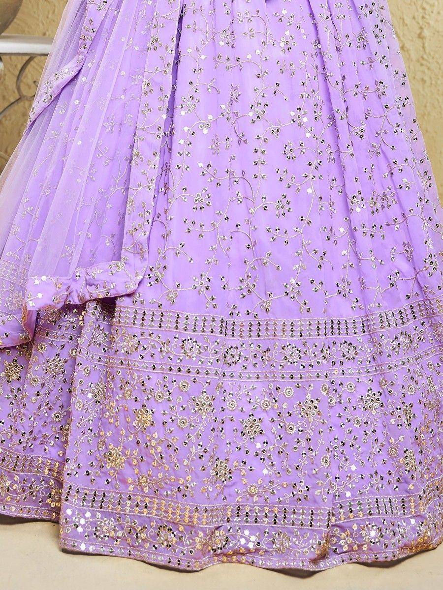 Tulsi Art Spectacular Lavender Embroidered Georgette Bridesmaid Lehenga Choli | Grocsy