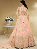 Tulsi Art Awesome Light Pink Embroidered Georgette Bridesmaid Lehenga Choli | Grocsy