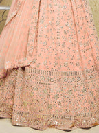 Tulsi Art Awesome Light Pink Embroidered Georgette Bridesmaid Lehenga Choli | Grocsy