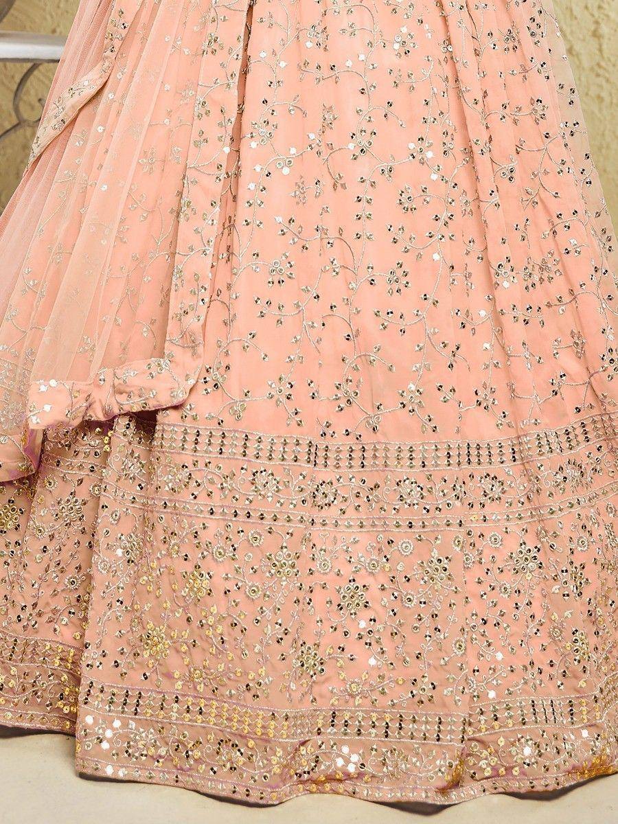 Tulsi Art Awesome Light Pink Embroidered Georgette Bridesmaid Lehenga Choli | Grocsy