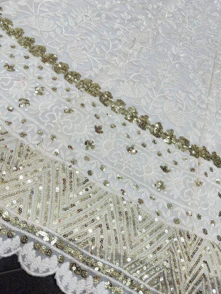 Tulsi Art Kiara Advani Inspired White Embroidered Georgette Bridal Lehenga Choli | Grocsy